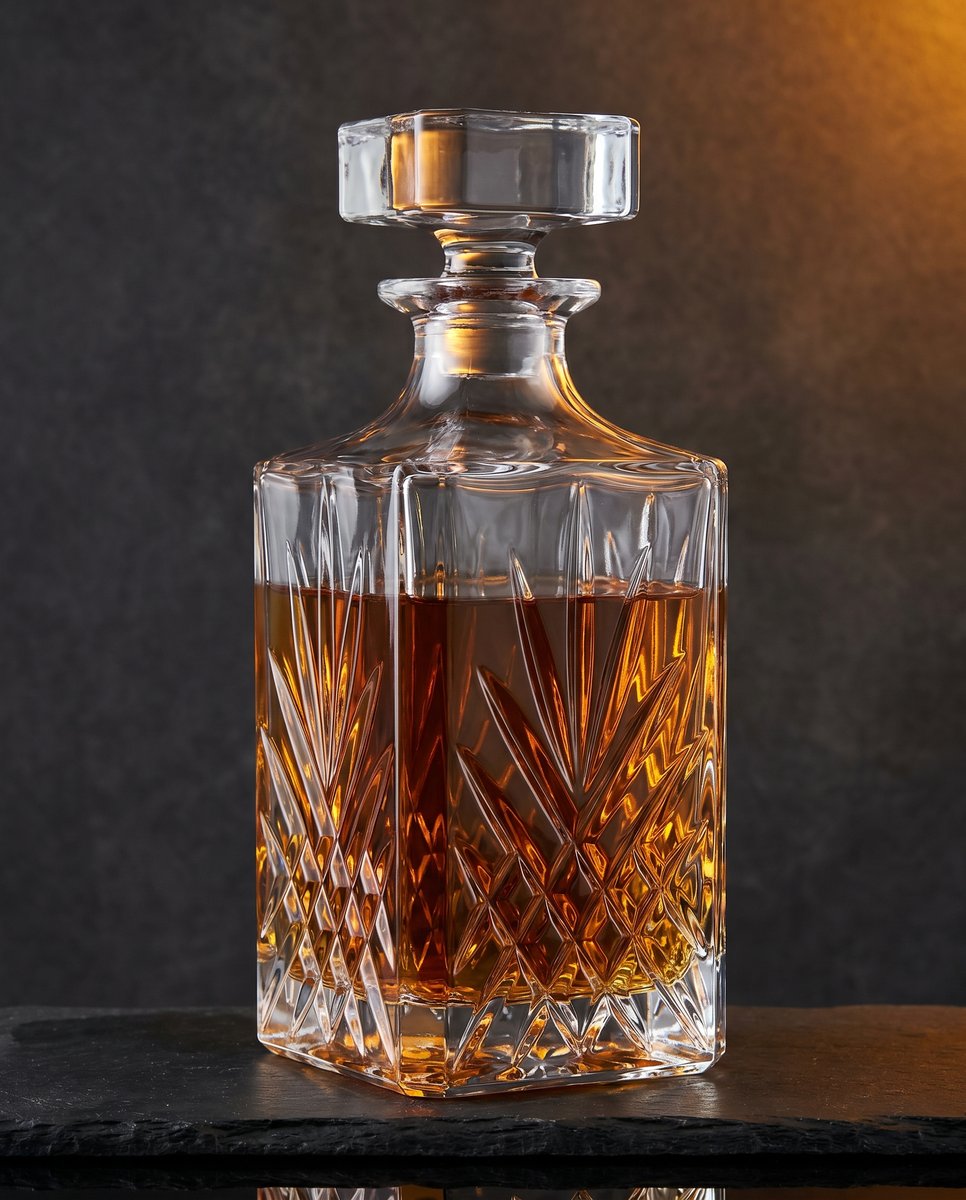 Crystal square-cut whiskey decanter